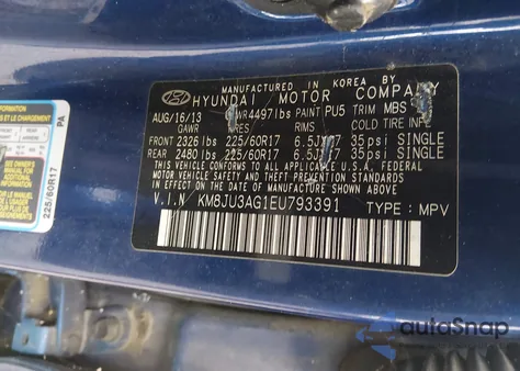 2014 Hyundai Tucson Se z USA, uszkodzony, nr VIN KM8JU3AG1EU793391